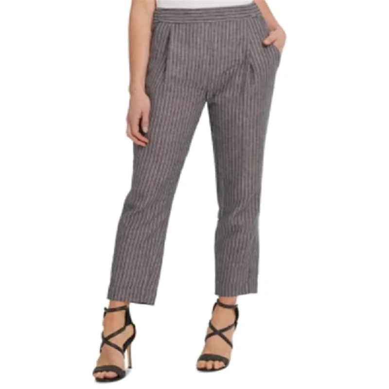 DKNY Women's Striped Pull on Pants GraySize 6