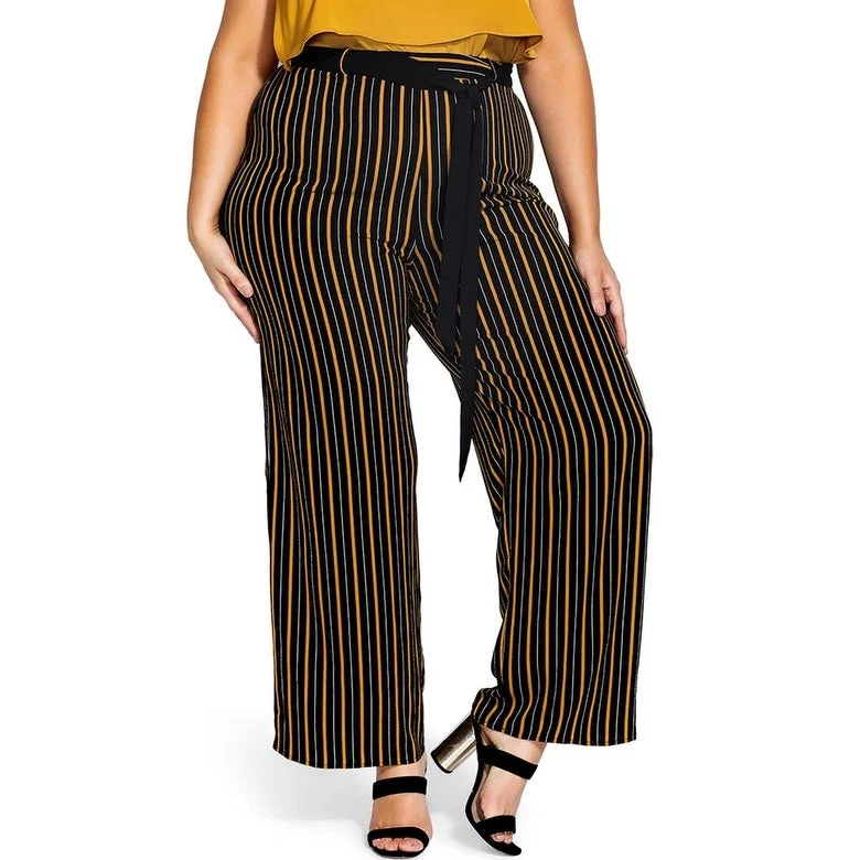 City Chic Women's Stripe Palazzo Pant In Black Size 14