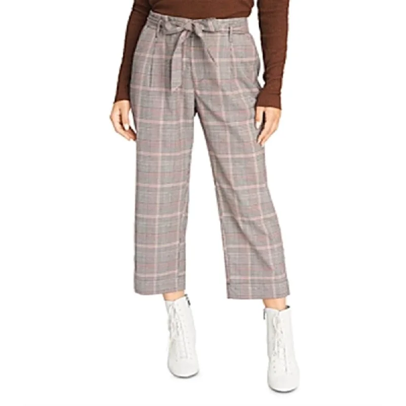 Sanctuary Women's Inland Plaid Crop Pants Brown Size 26