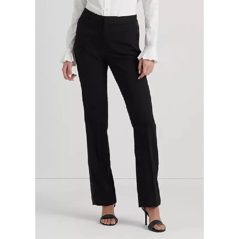 Ralph Lauren Women's Side Stripe Wool Crepe Pants Black Size 10