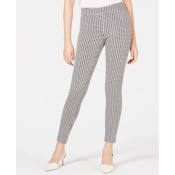 Maison Jules Women's Gingham Pull on Skinny Pants Gray Size XS