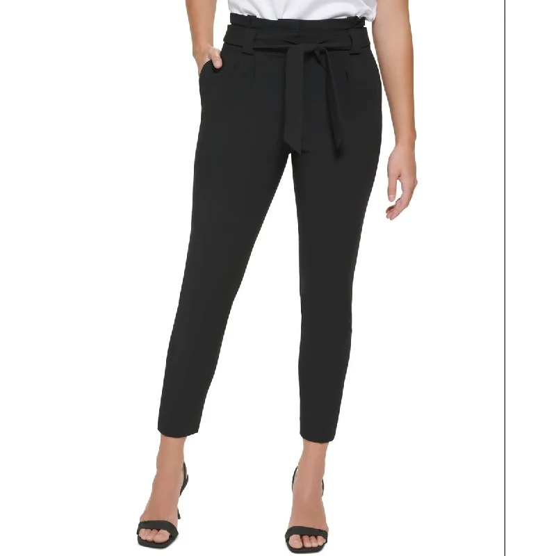 Calvin Klein Women's Tie Waist Mid Rise Pants Black