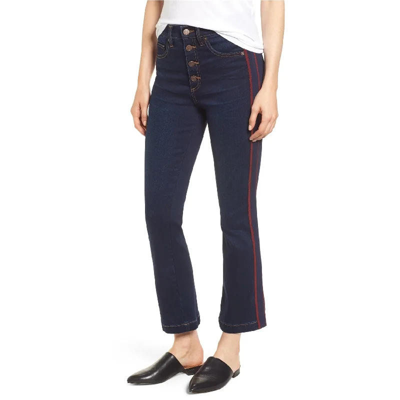 1.STATE Womens Ribbon Stripe Flared Jeans, Blue, 28