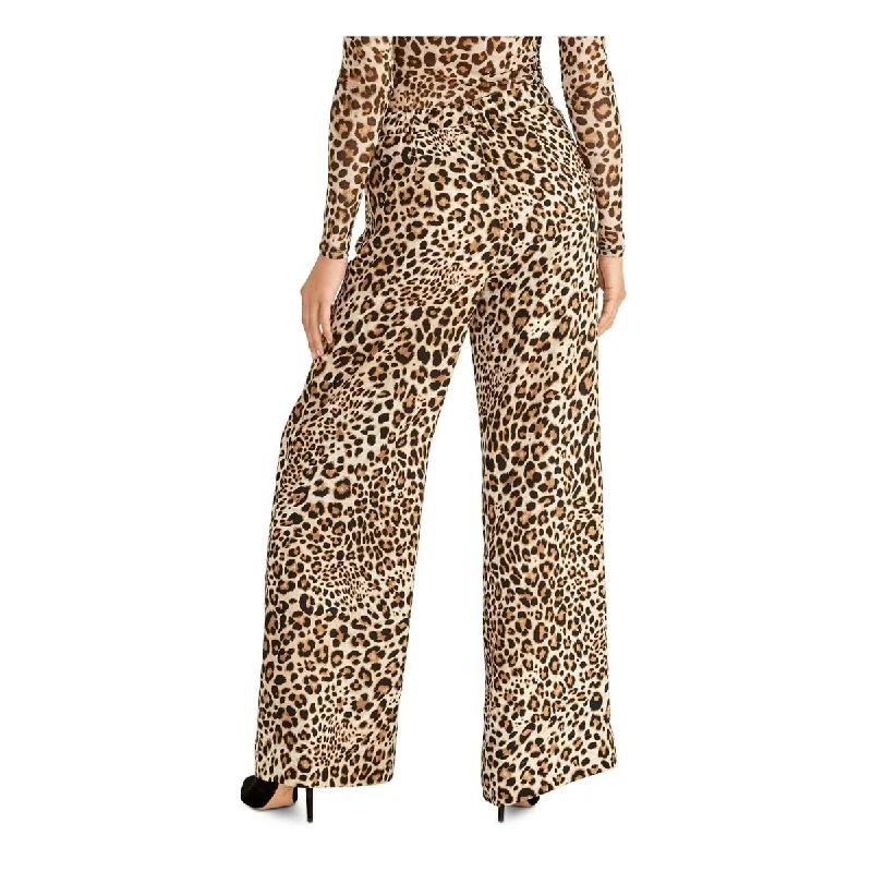 Rachel Roy Women's Alice Animal Print High Rise Pants Brown Size 4