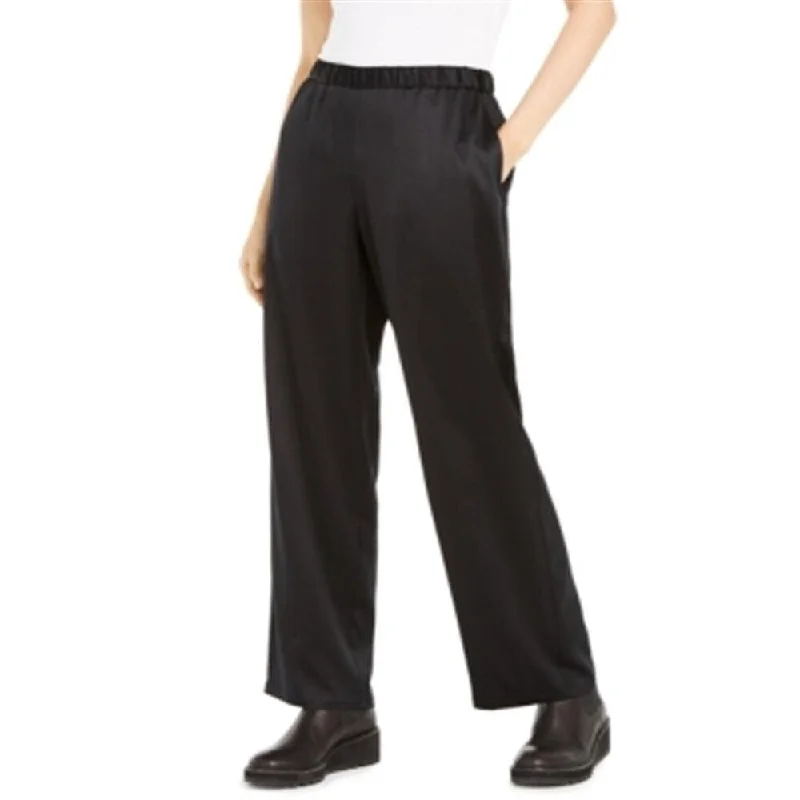 Eileen Fisher Women's Pocketed Straight Leg Pants Black Size Small