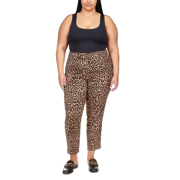 Michael Kors Women's Animal Print Ankle Pants Black Size 22W