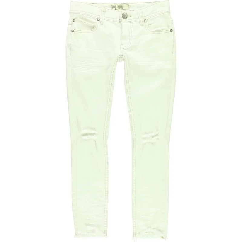 Free People Womens Riped Skinny Fit Jeans, White, 24 Short