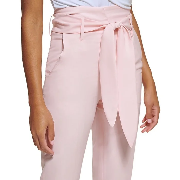 Dkny Women's High Waisted Tie Front Pants Pink Size 16