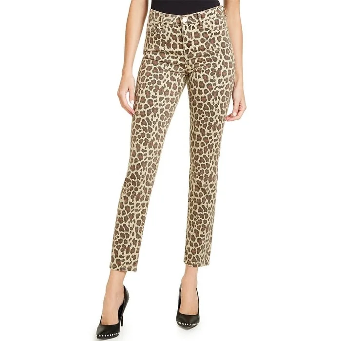 Guess Women's Pant Skinny Fit Animal Print Brown Size 26