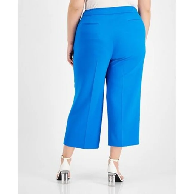 Bar Iii Women's Textured Crepe Culotte Pants Blue Size 22W