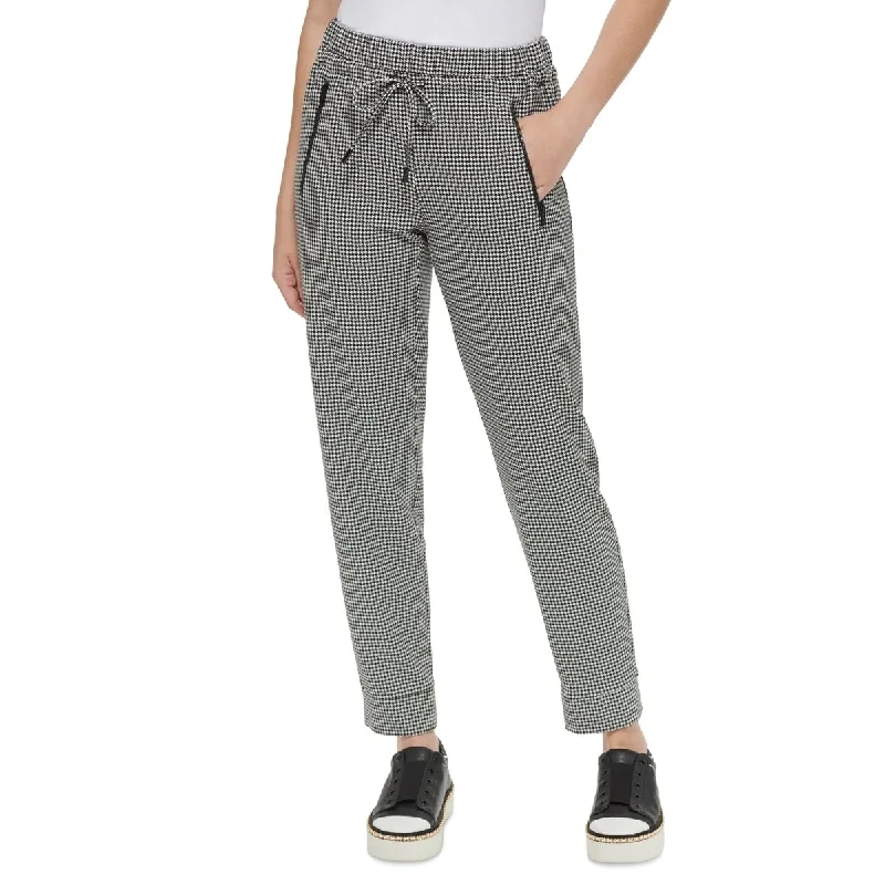 Karl Lagerfeld Paris Women's Houndstooth Jogger Pants Black