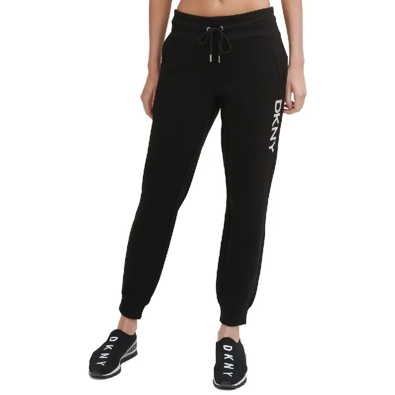 DKNY Women's Sport Debossed Snakeskin Print Logo Joggers Black Size X-Large