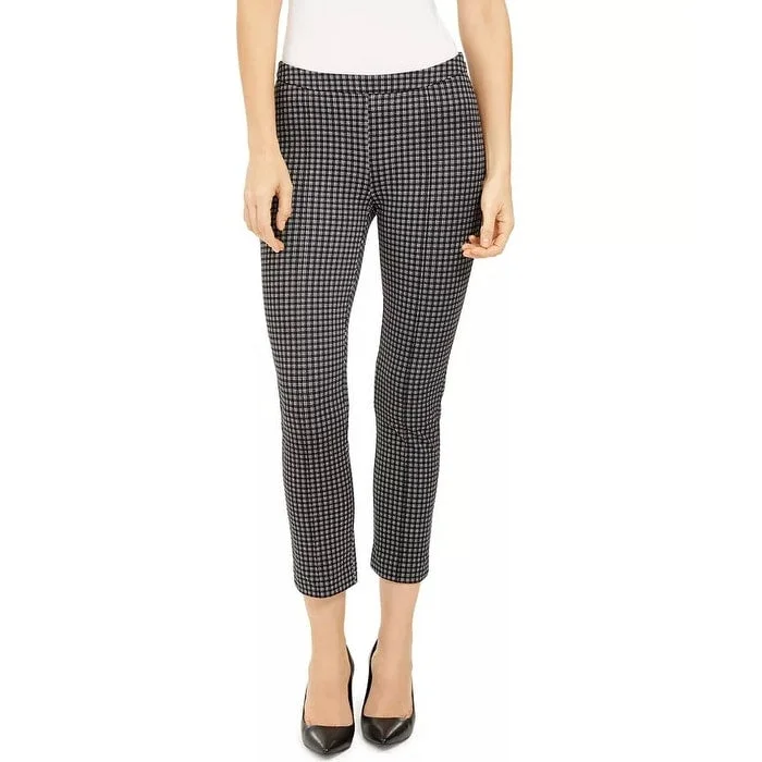 Michael Kors Women's Cropped Checked Pants Silver Size Petite Small