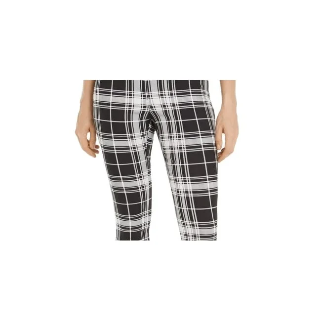 Maison Jules Women's Plaid Pull On Skinny Pants Black Size Xx-Large