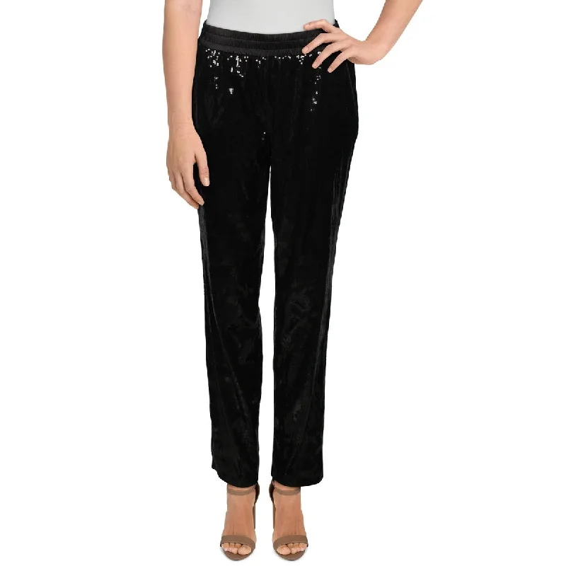 Sanctuary Women's Night Fever Sequined Slim Straight Leg Pants Black Size X-Small