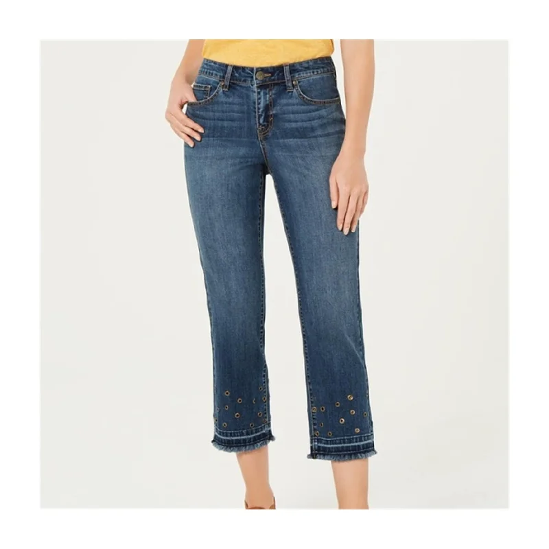 Style & Co. Womens Grommet Cropped Jeans, Blue, 4