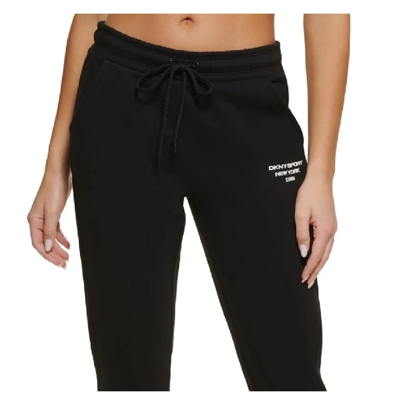 Dkny Women's Cropped Logo Sweatpants Black Size Large