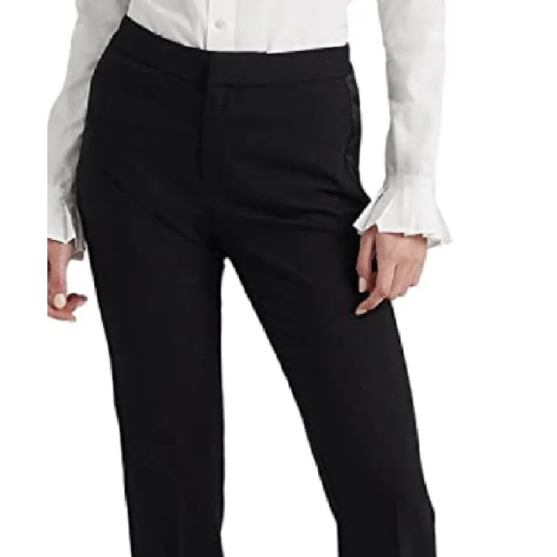 Ralph Lauren Women's Side Stripe Wool Crepe Pants Black Size 8