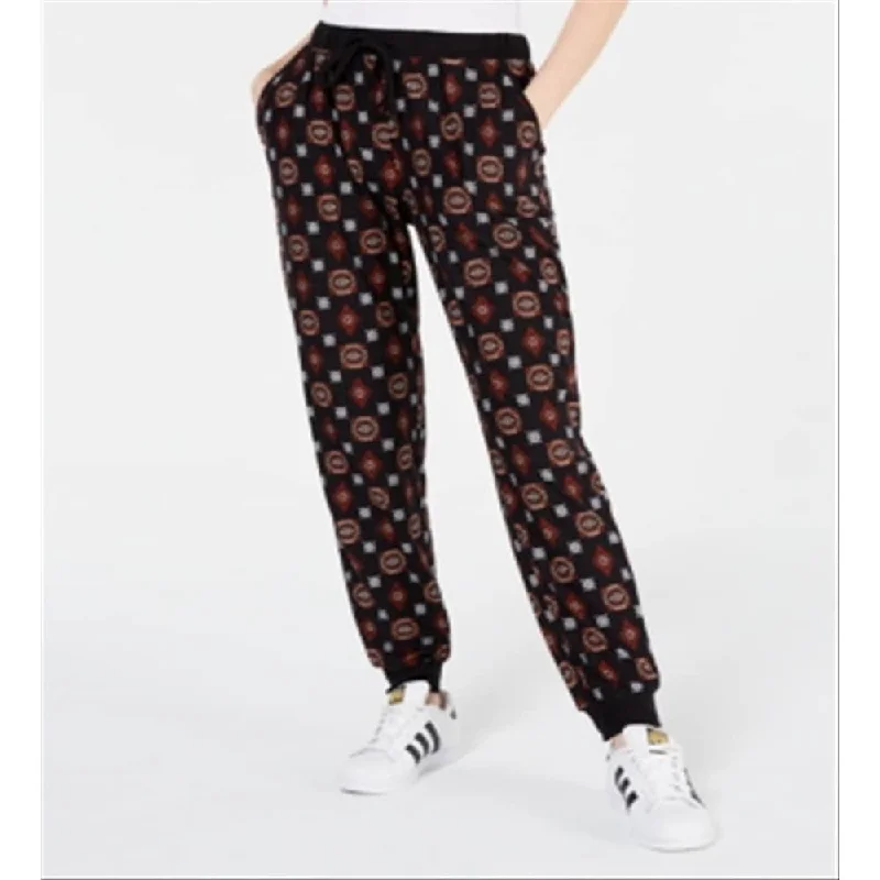 Hippie Rose Women's Yummy Floral Cozy Jogger Pants Black Size X-Small