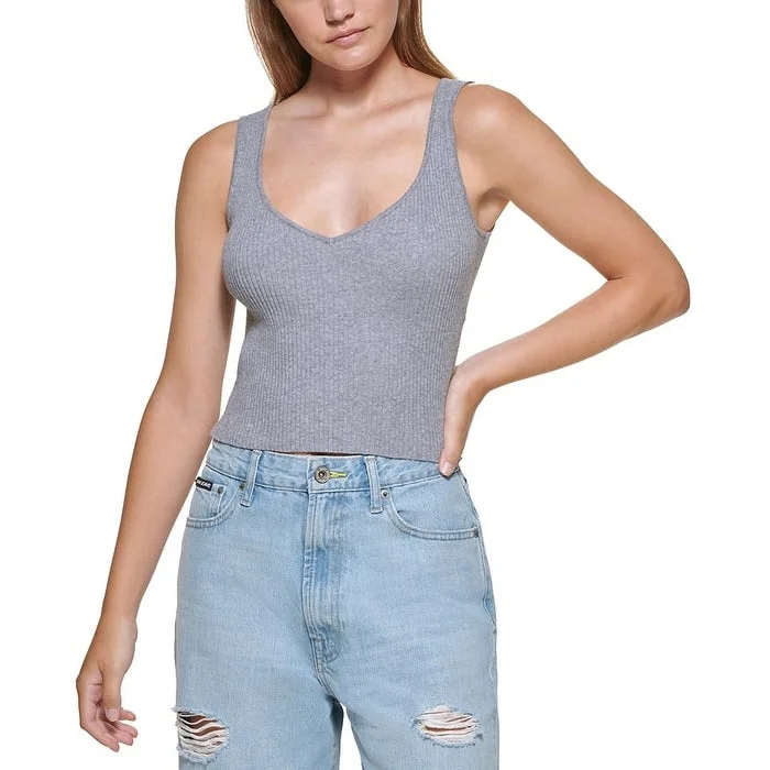 DKNY Women's Cropped Tank Gray Size X-Small - XS