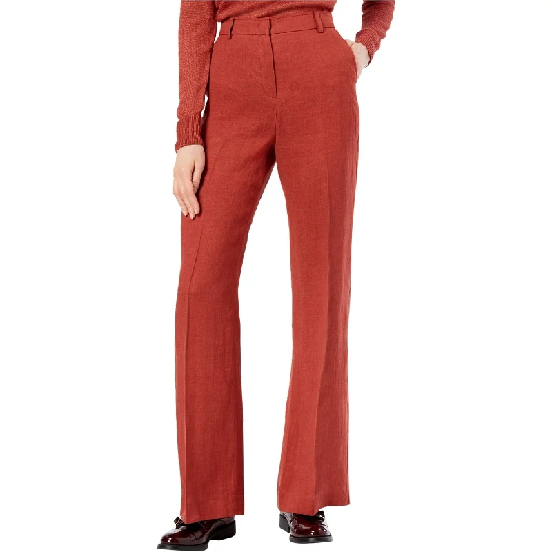 MaxMara Womens Delfi Linen Casual Wide Leg Pants, Red, 23