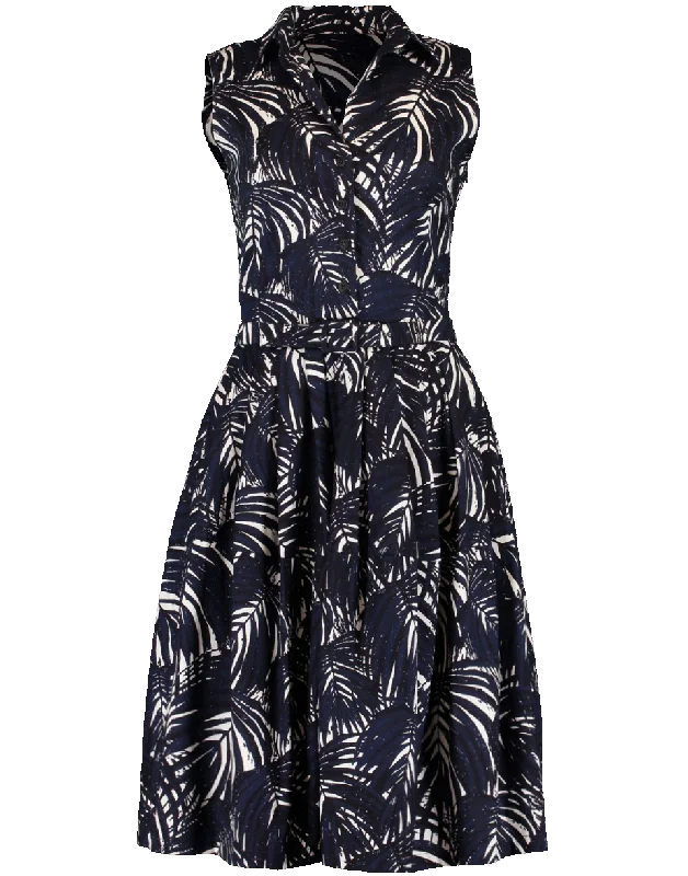 Collared Palm Print Dress