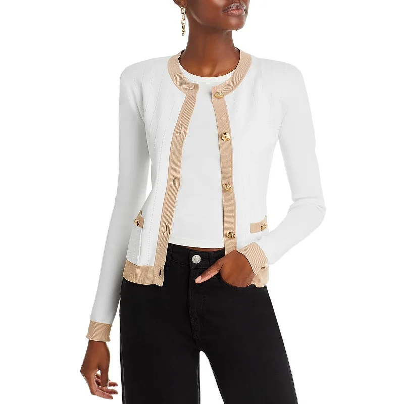 L'Agence Womens Leon Ribbed Embellished Cardigan Sweater