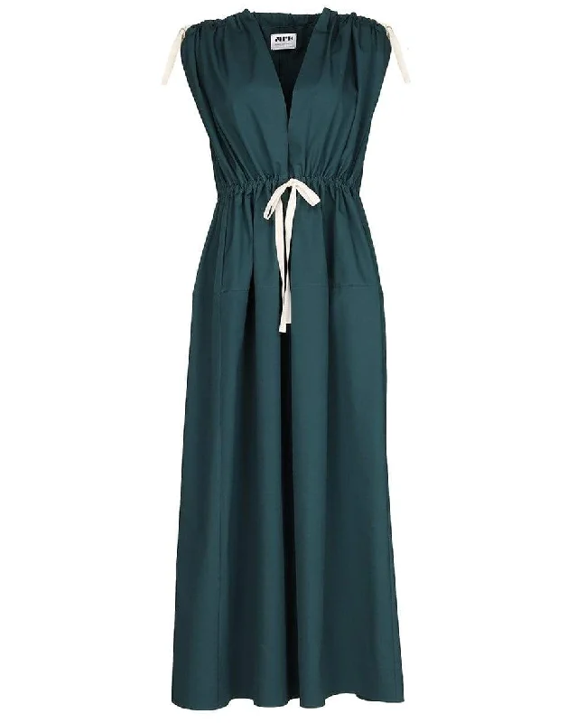 Sleeveless V-Neck Shoulder Tie Maxi Dress