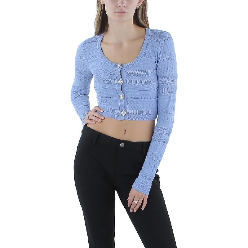 Guess Womens Flirt Cropped Button-Up Cardigan Sweater