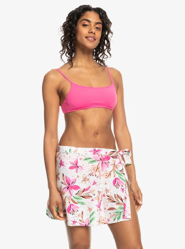 Ocean Trip Side Tie Skirt - White Happy Tropical