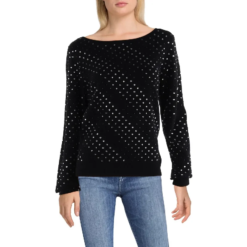 Belldini Womens Embellished Round Neck Pullover Sweater