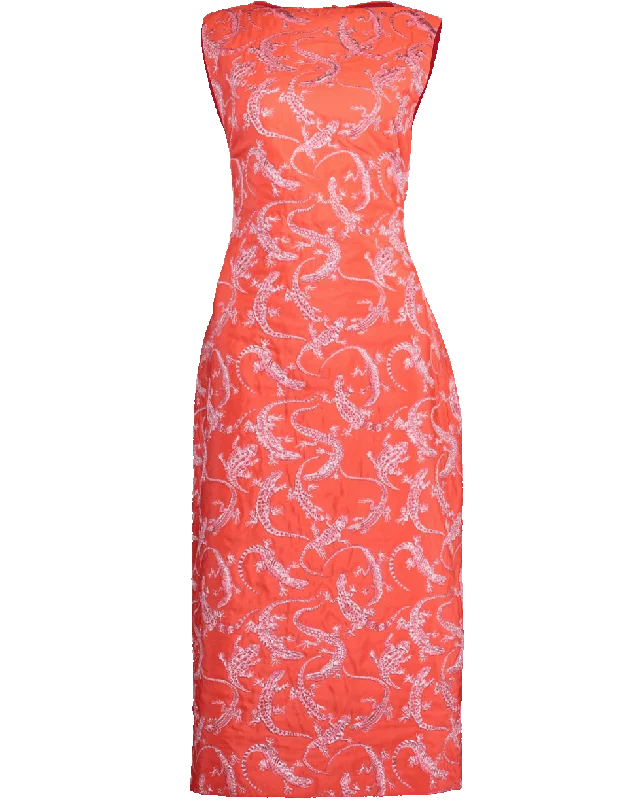 Lizard Jacquard Tea Length Dress