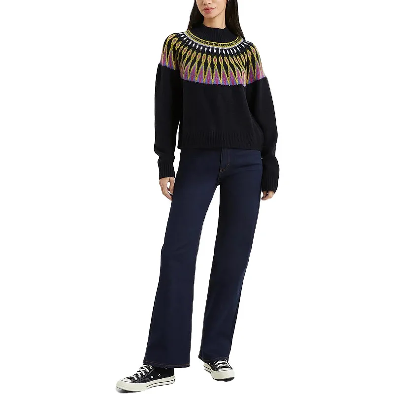 French Connection Womens Jolee Fair Isle Mock Neck Pullover Sweater