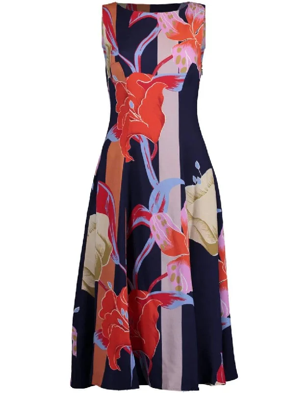 Sleeveless Printed Flounce Midi Dress