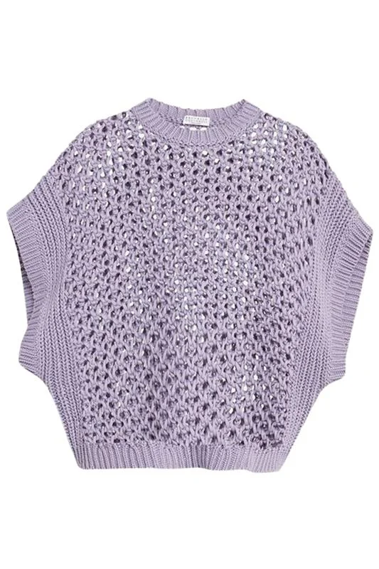 Open Weave Cap Sleeve Sweater