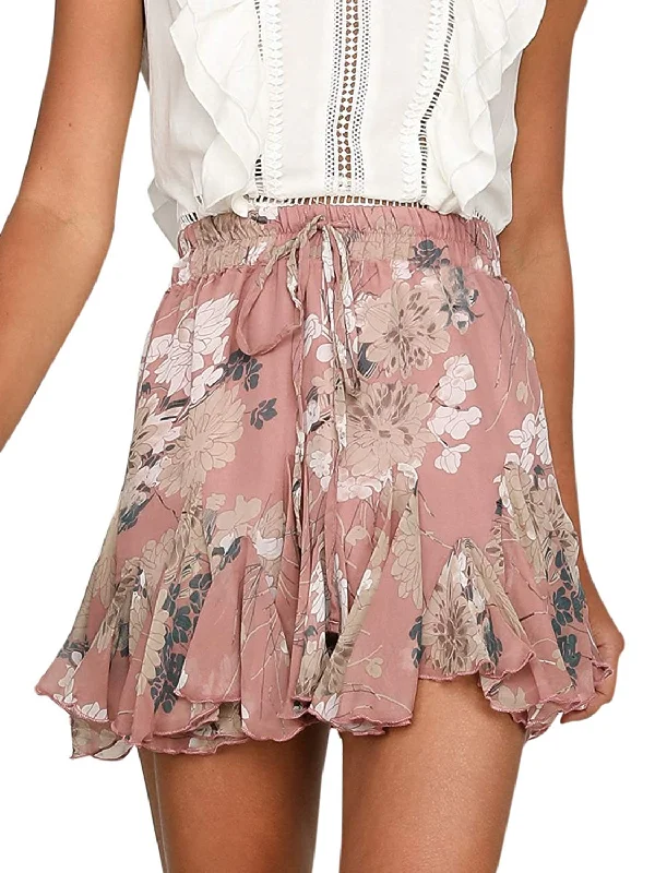 Floral Print Ruffle Mini A-Line Skirt