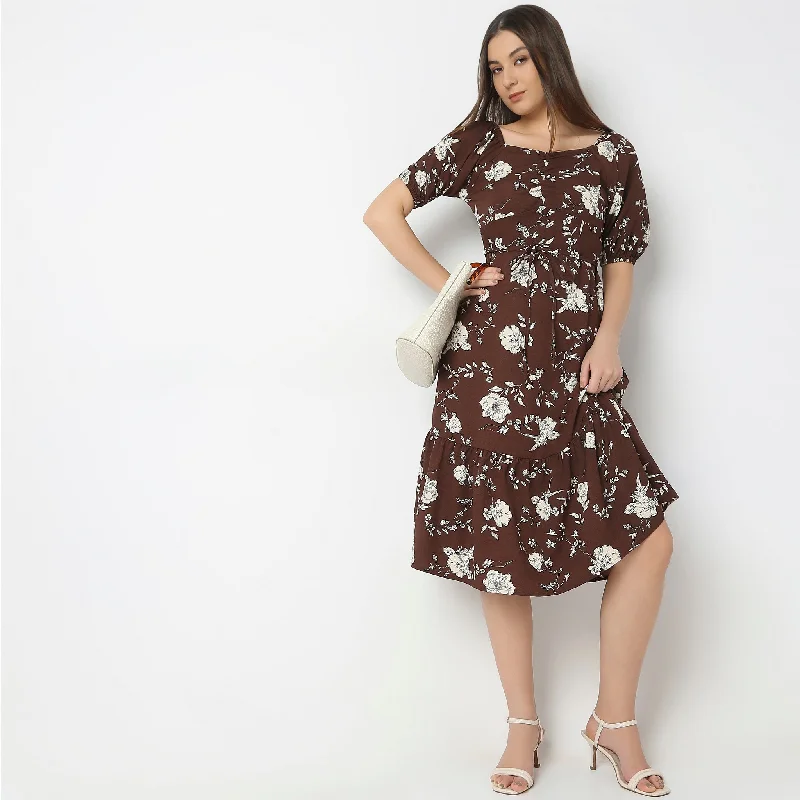 Regular Fit Printed Dress