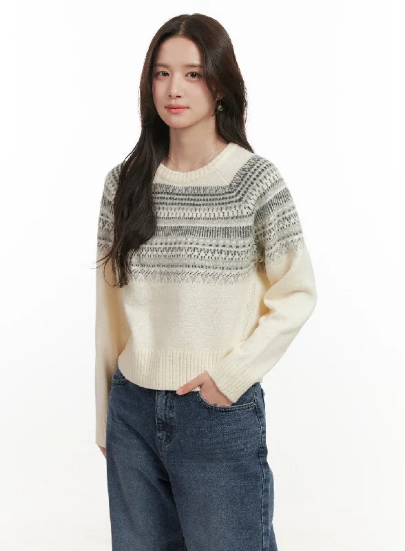 Round Neck Nordic Print Sweater ON429