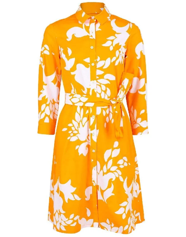 Abstract Floral Print Shirtdress