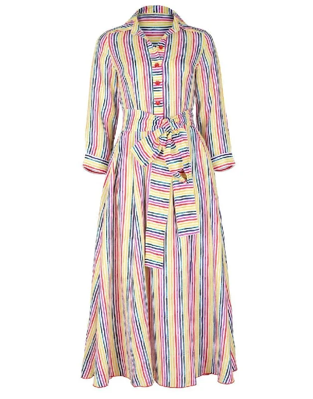 Rainbow Stripe Shirt Dress