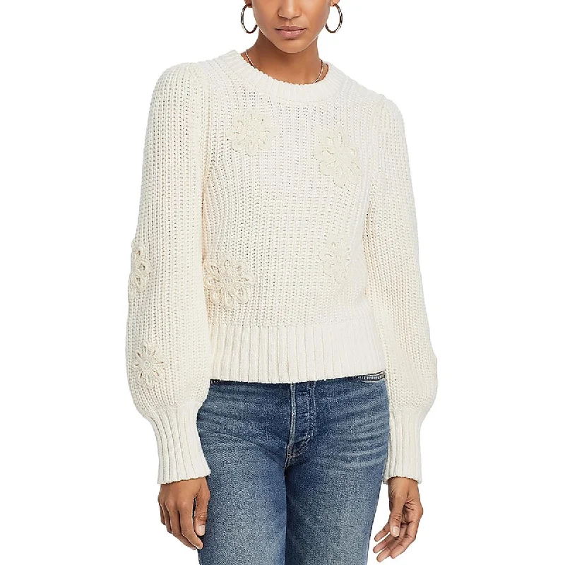 Rails Womens Romy Crochet Cable Knit Crewneck Sweater