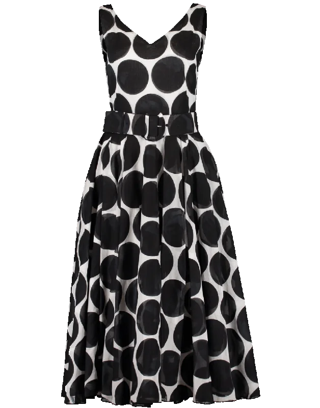 V-Neck Polka Dot Print Dress