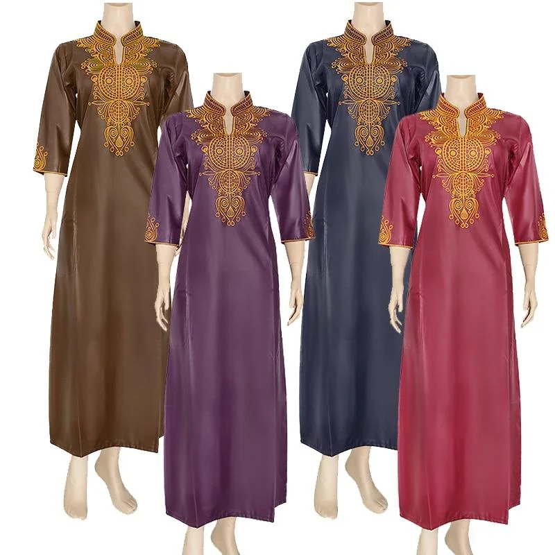 Islamic Fashion Women's Embroidered Batik Fabric African Robe Abaya Dress