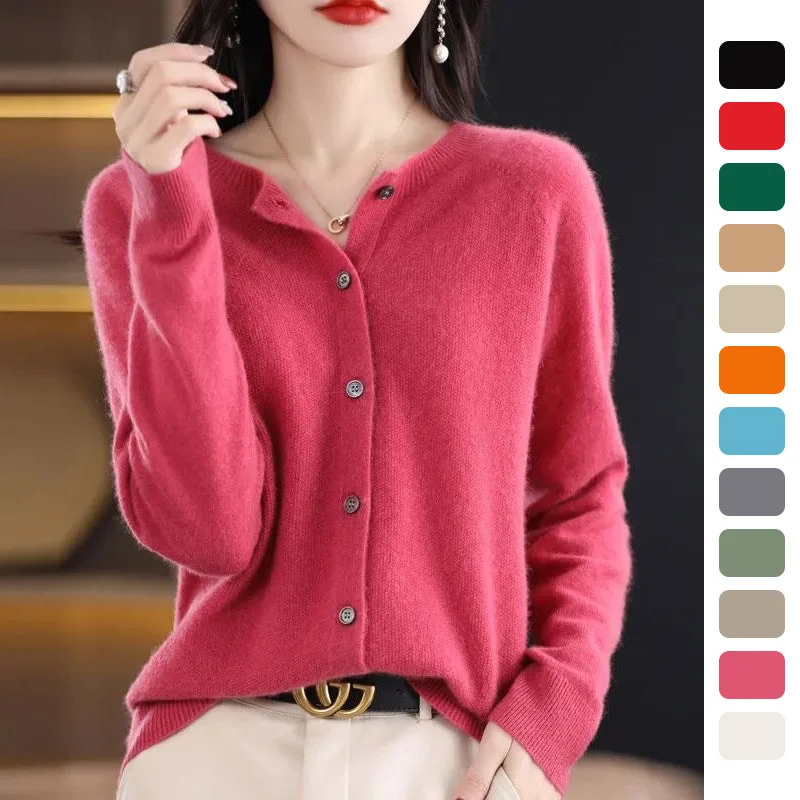 Cashmere Cardigan Sweater with Long-sleeve