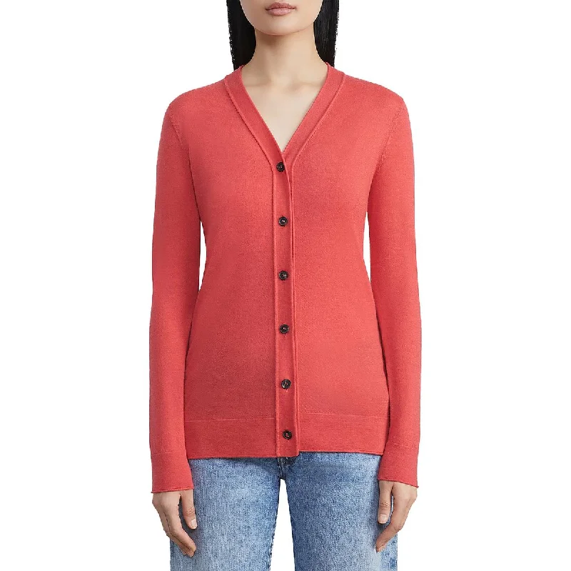 Lafayette 148 New York Womens V Neck Long Sleeve Cardigan Sweater