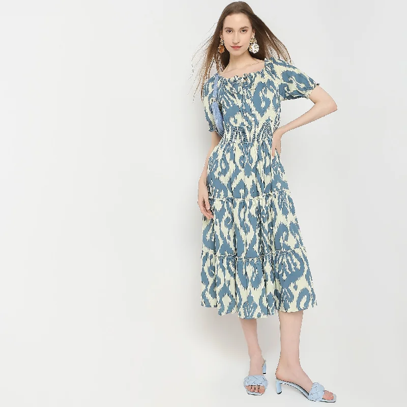 Flare Fit Printed Dress