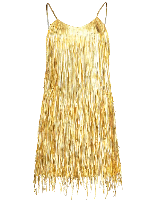 Metallic Fringe Slip Dress