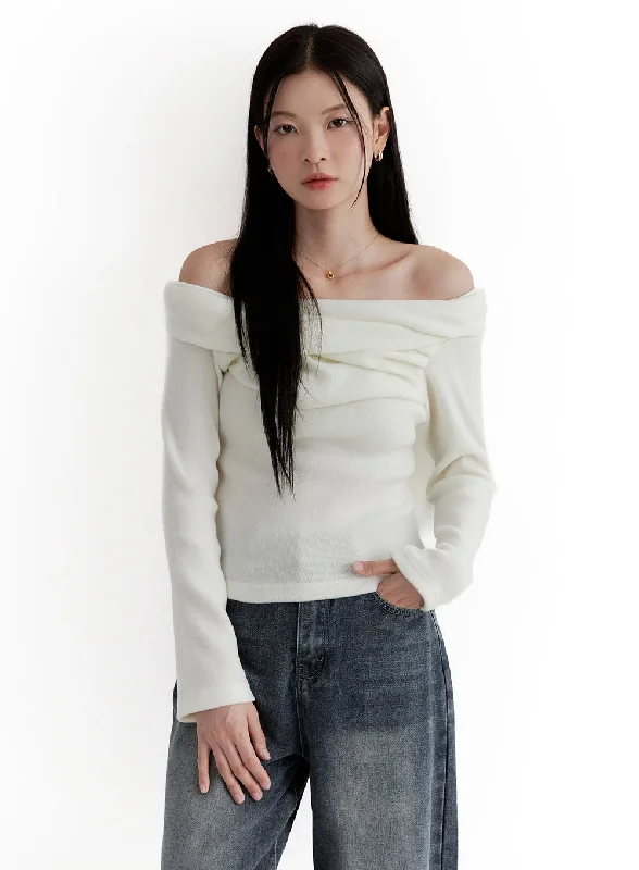 Twist Off Shoulder Sweater ON408