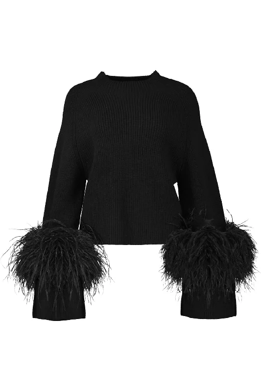 Mock Neck Feather Sweater