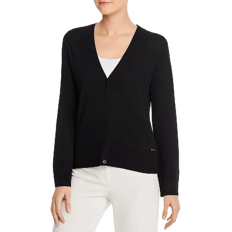 T Tahari Womens Bell Sleeves V Neck Cardigan Sweater